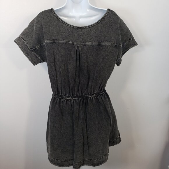 We The Free ~Free People Acid Wash Dress Womens Small S  Gray Short Sleeve /A190 - Picture 7 of 9